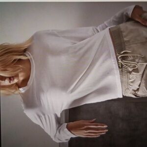 James Perse Vintage Boxy Tee White Long Sleeve Cotton Womens 2